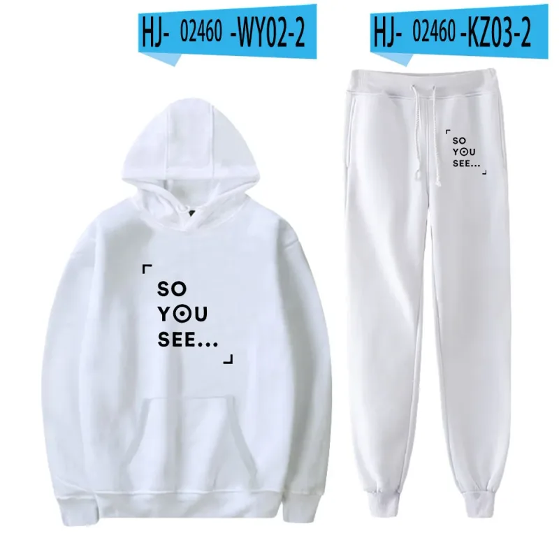 Harajuku Comfortable Funny so you see Print Sweatshirt Sweatpants Suit Men/Women Hoodies+ Trousers Suit Cute 2 Piece Set Clothes — image 20