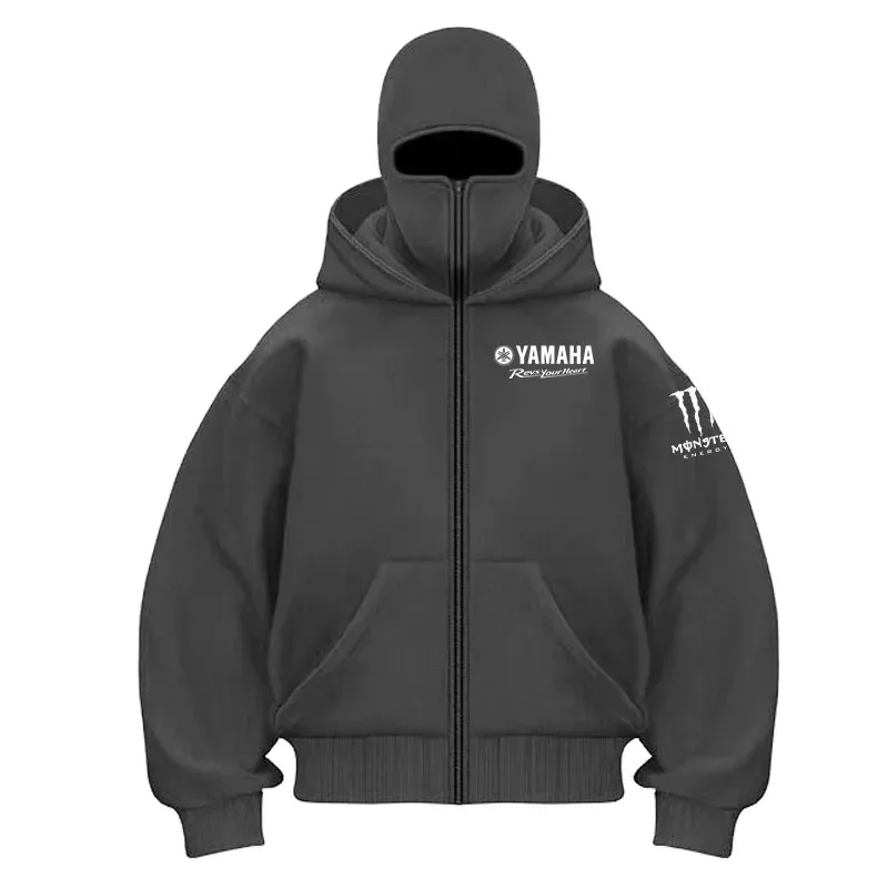 yamaha logo Printed Cotton Cycling Mask Zipper Hoodie Men and Women Autumn and Winter New Style Fashion Casual Retro Cycling Jer — image 6