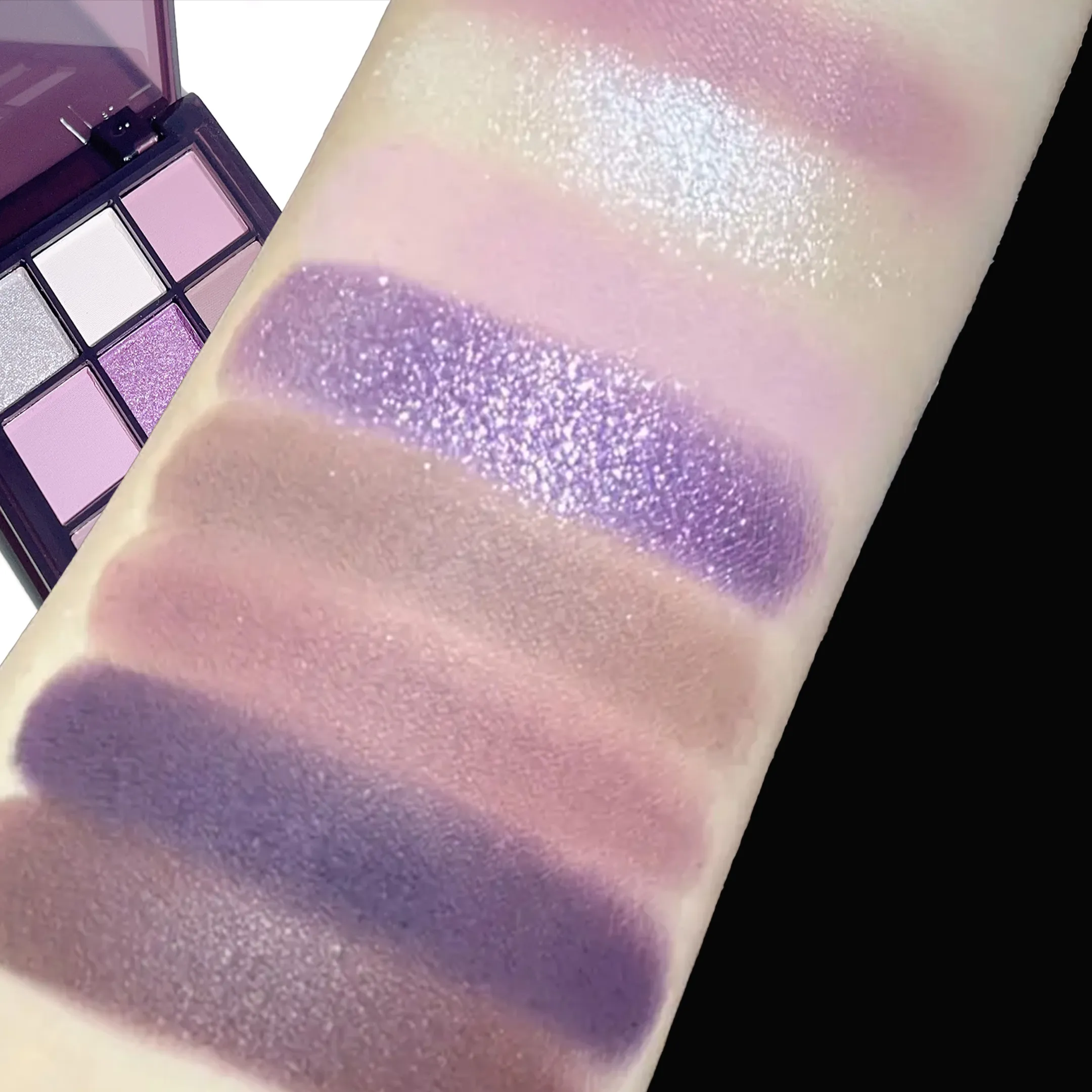 Paleta de sombras de ojos, nueve tonos de ahumado mate nacarado, fino brillo morado oscuro, maquillaje asequible