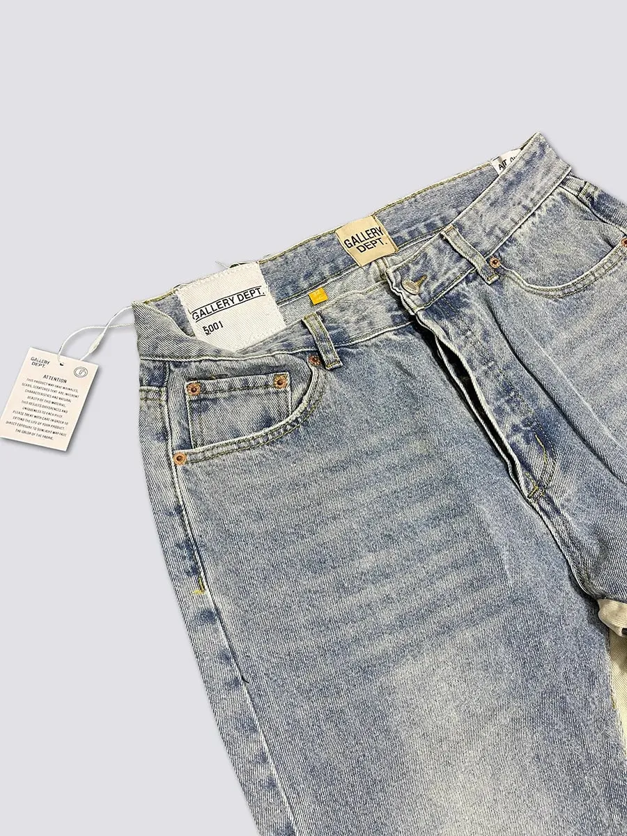 Denim Bell-bottoms Washed And Worn Patchwork Jeans — image 9