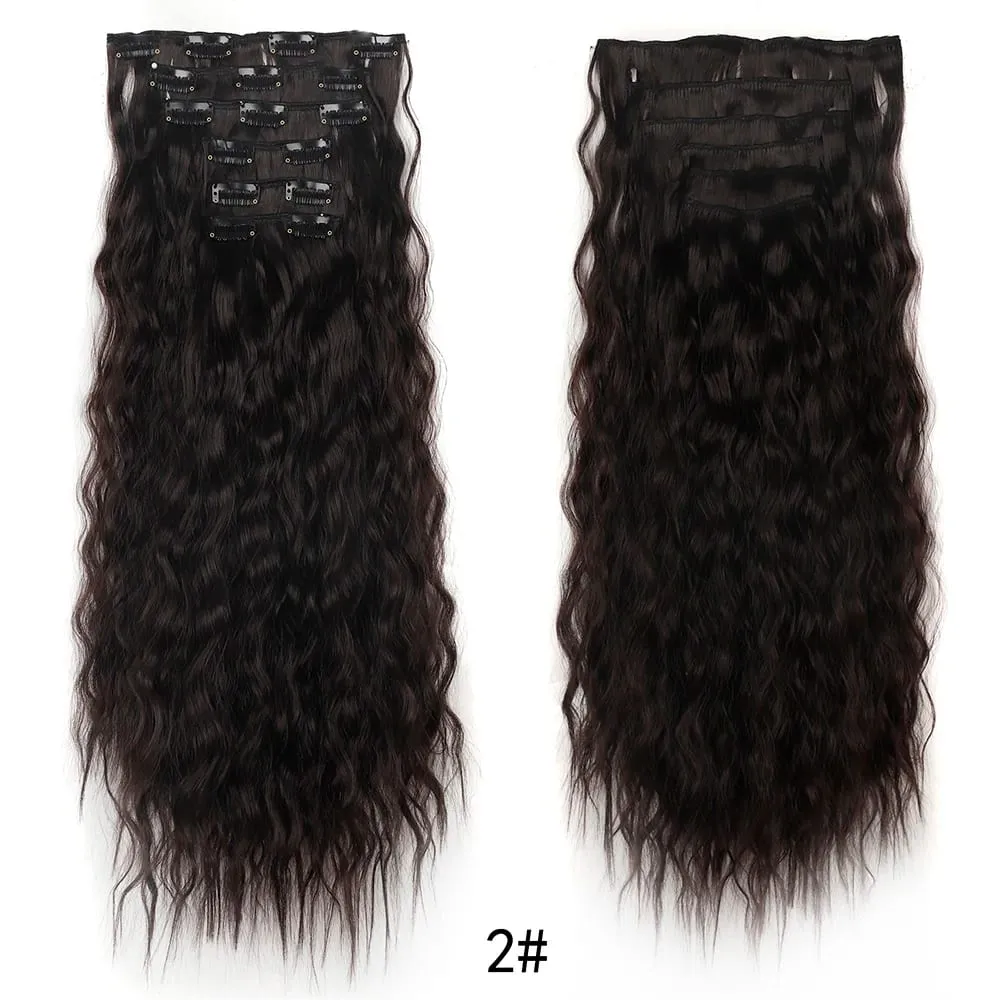 Corn Hair Extensions 6Pcs 20 Inch Clip In Hair Extensions Curly Clip Ins Hair Extension Invisible Natural Hairpieces For Women — image 9