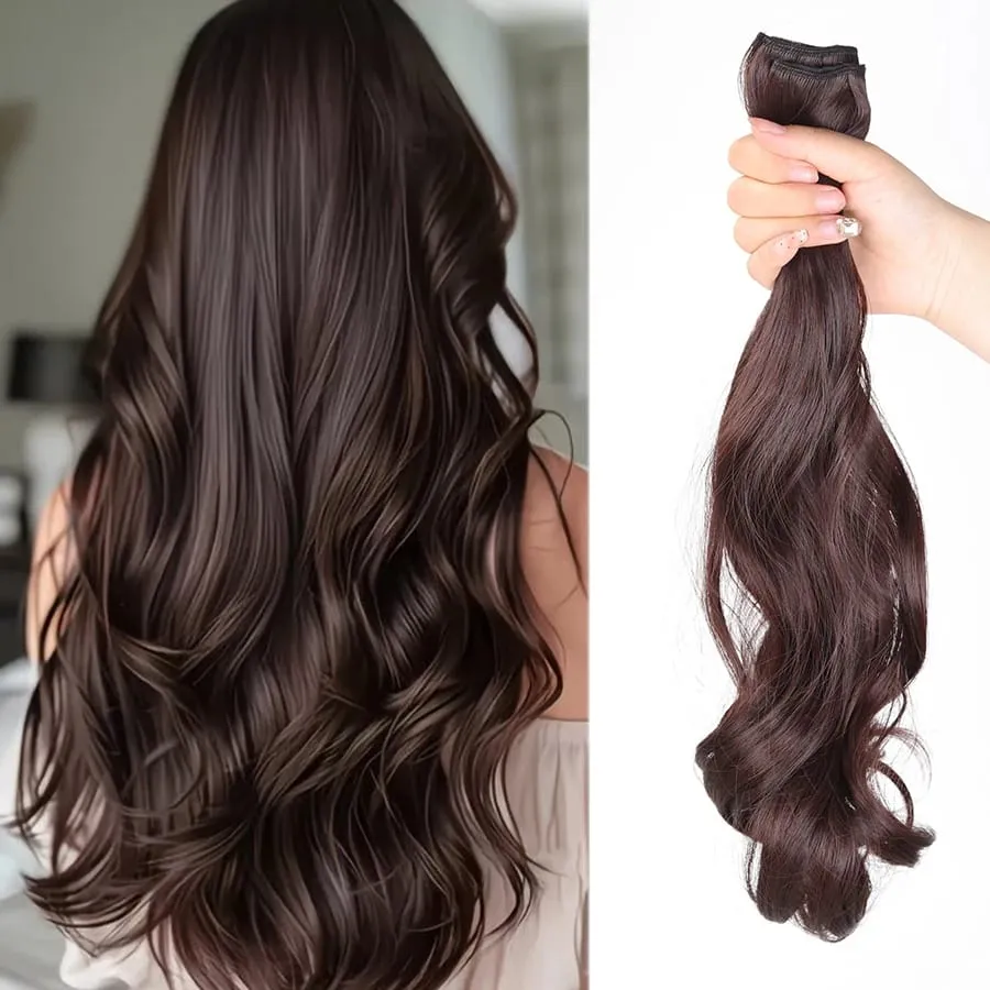 3Pcs Synthetic Wavy Hair Clip Pieces Fluffy Lazy Style Hair Extensions Fashion Hair Accessories For Women