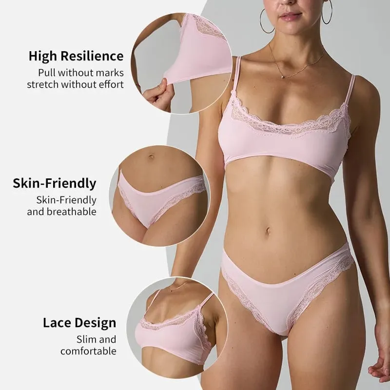 Cute Lace Bra Solid Set Women Free Combination Adjustable-strap Bras+Low Waist Panties Chic Simple High Elasticity Lingerie Sets