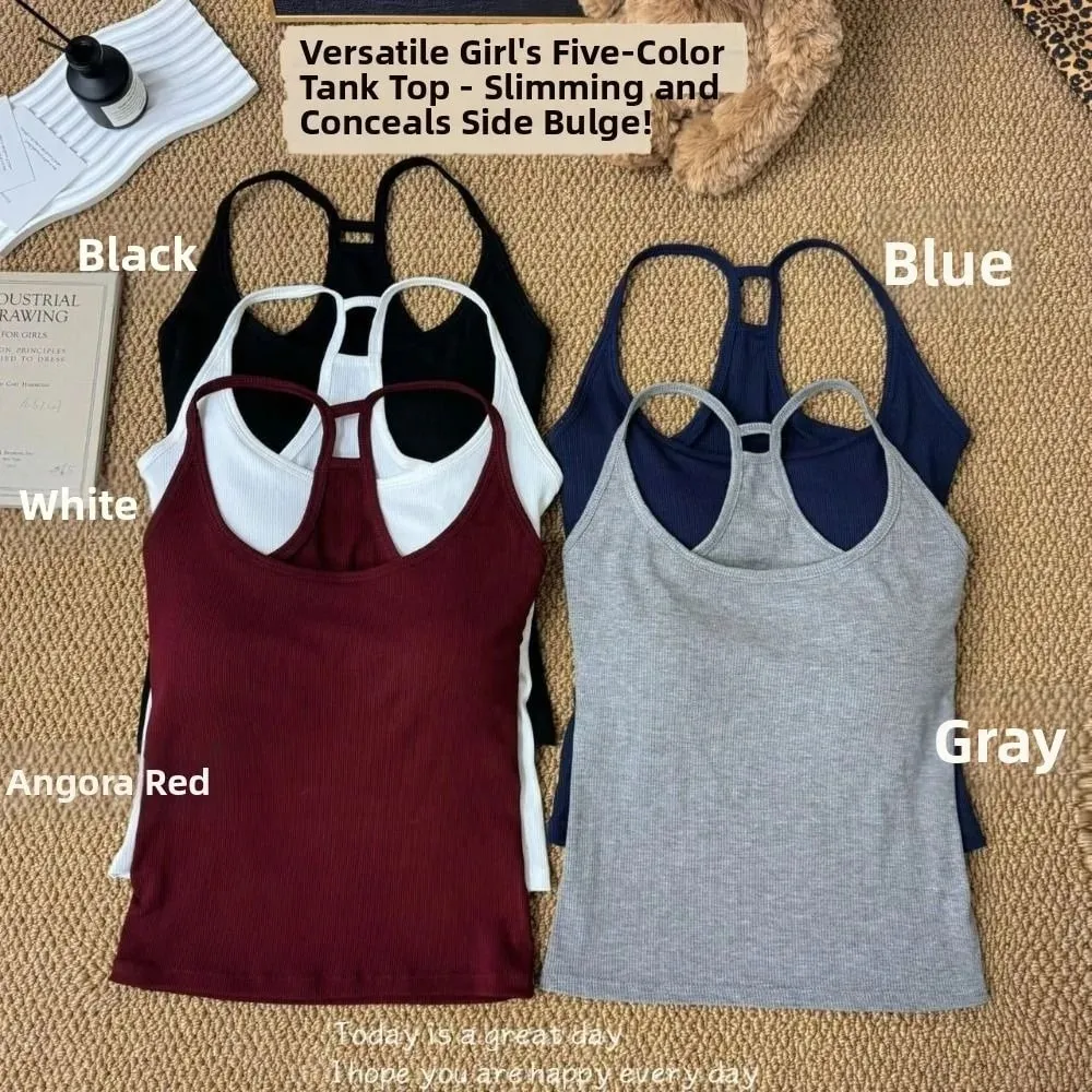 Casual U Neck Summer Tank Tops Sleeveless With Pad Fitted Tops Camisoles Slim Vest Corset for Women — image 8