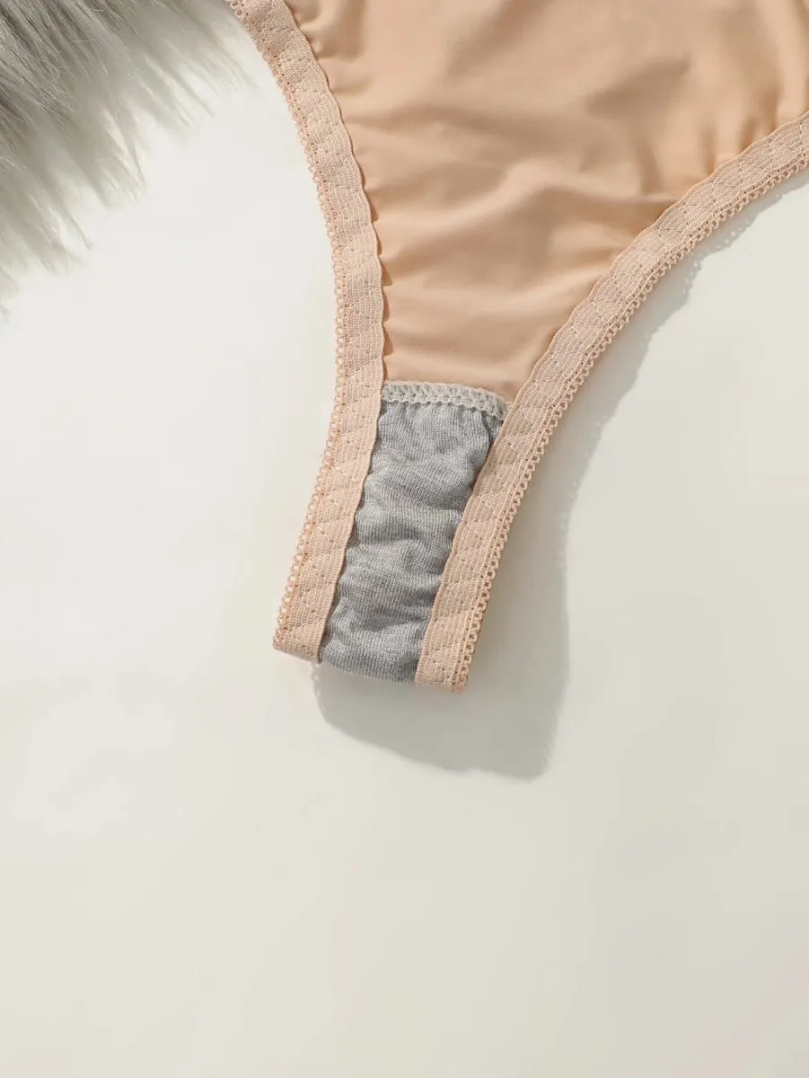 New Solid Color Daily 2-piece Women's Underwear Set 3/4 Cup Paired with Sexy Thongs Simple and Comfortable Lingerie — image 7