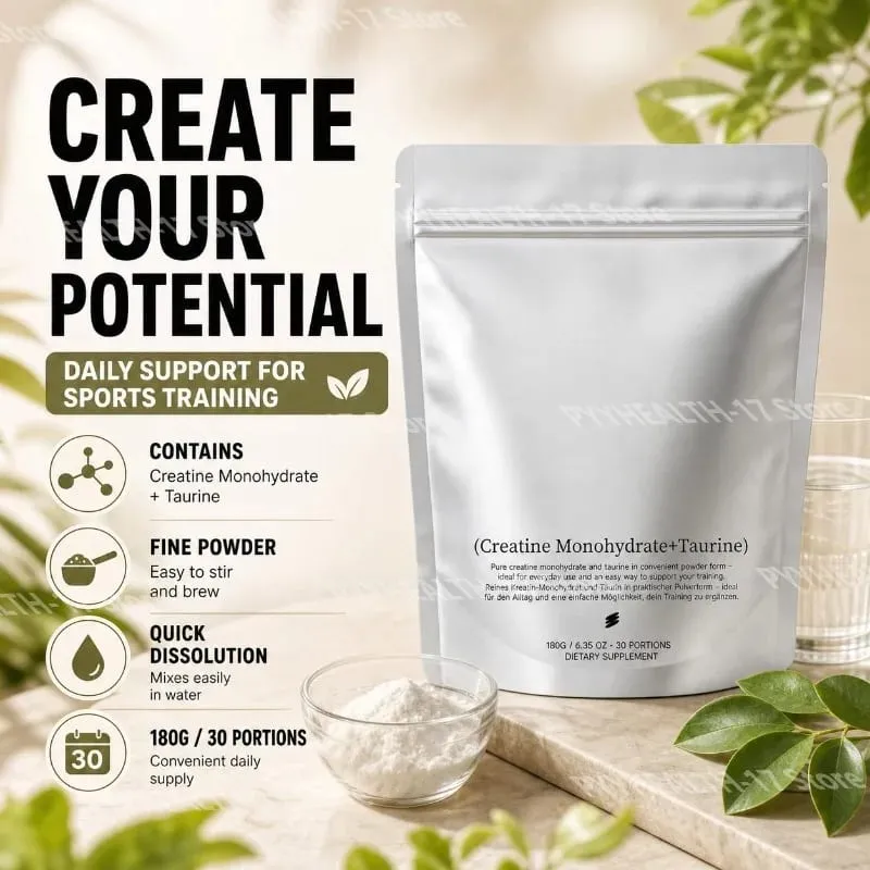 Creatine Monohydrate Taurine Fine Powder Supplement Daily Support for Sports Training Men & Women 180g 30 Day Supply — image 2