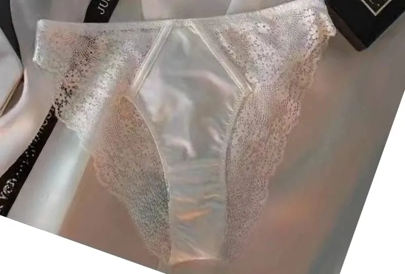 European -American sexy satin half cup comfortable upper support underwear set thin with steel ring green lace edge glossy bra — image 15