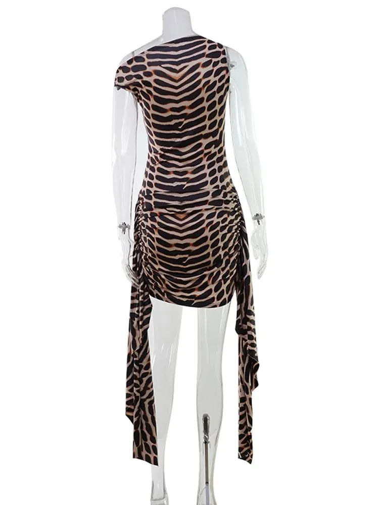 Prints Slash Neck Women Dresses Sleeveless Sheath Ribbon Fashion Party Outfits Sexy Club Bodycon Hip Wrap Female Robes — image 6