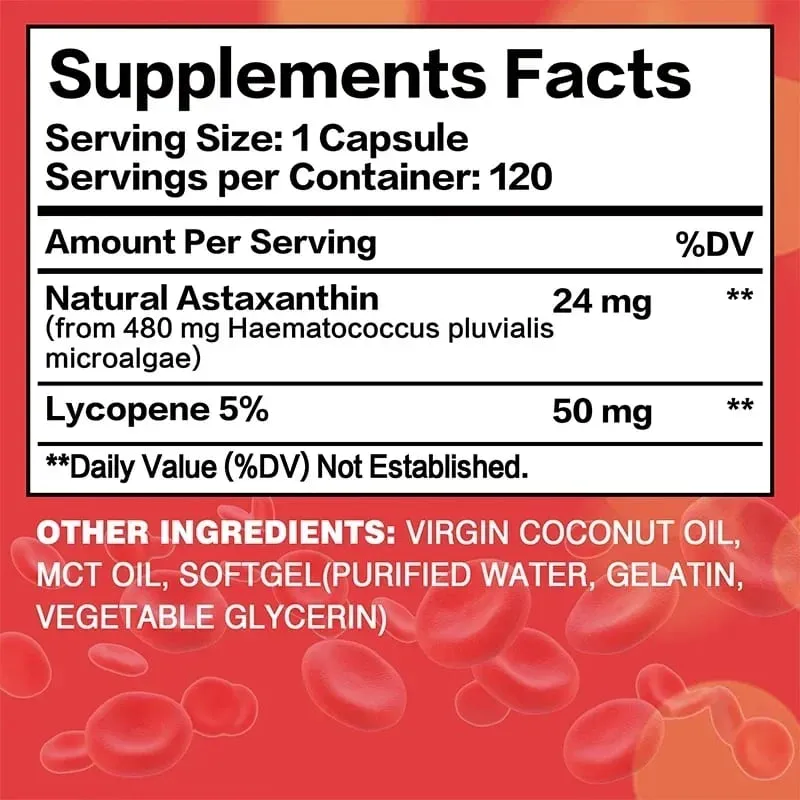 Astaxanthin + Lycopene Softgels - Antioxidant Supports Heart Eye Skin and Prostate Health Improves Immune Function — image 2