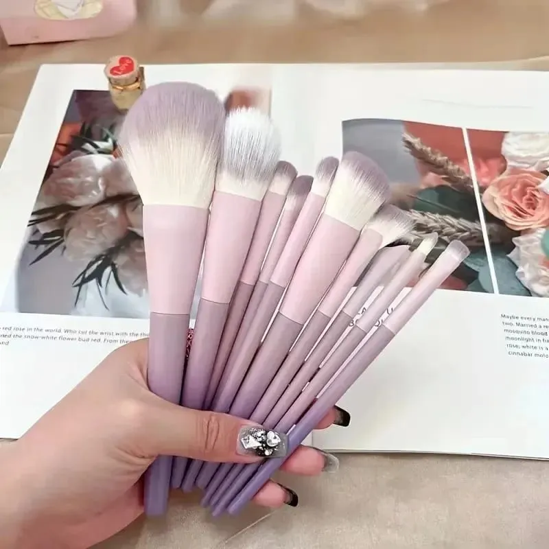 14-Piece Silver Professional Makeup Brush Set | Includes 2 Plush Velvet Puffs + 2 Blending Sponges | Vegan Cruelty-Free Brush Co