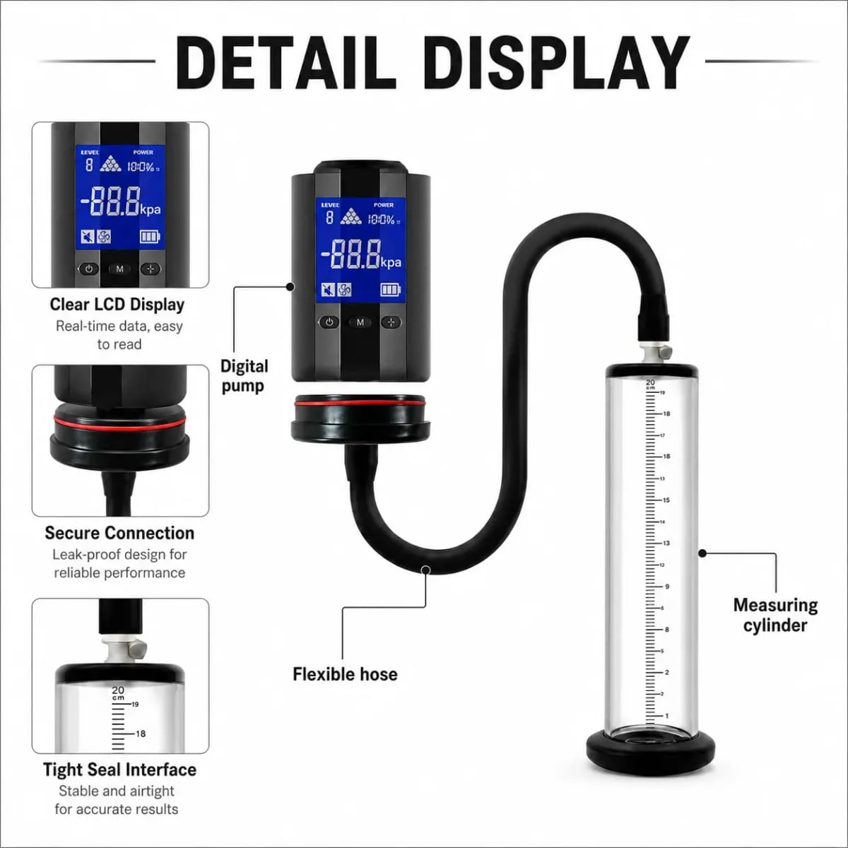 Electric Penis Vacuum Pump with Digital Display Male Enlargement Extender Trainer Rechargeable Adult Masturbation Sex Toy — image 6
