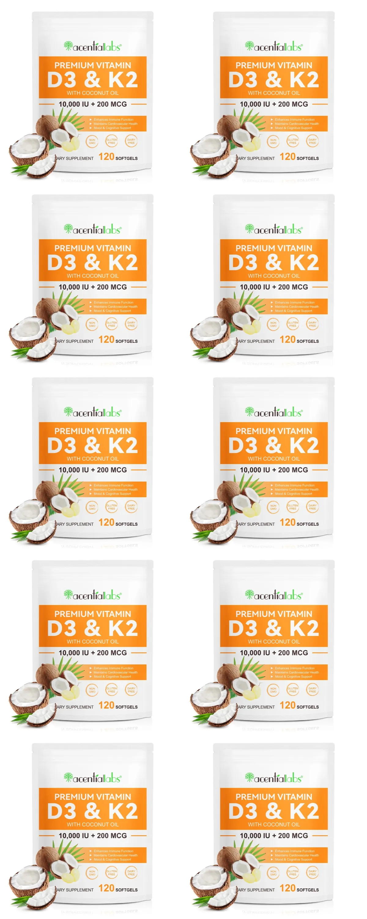 Acentiallabs Premium Vitamin D3 K2 Softgels Supplements Coconut Oil Vitamin D3 AK2 Soft Capsules for Immune Support for Adult — image 13