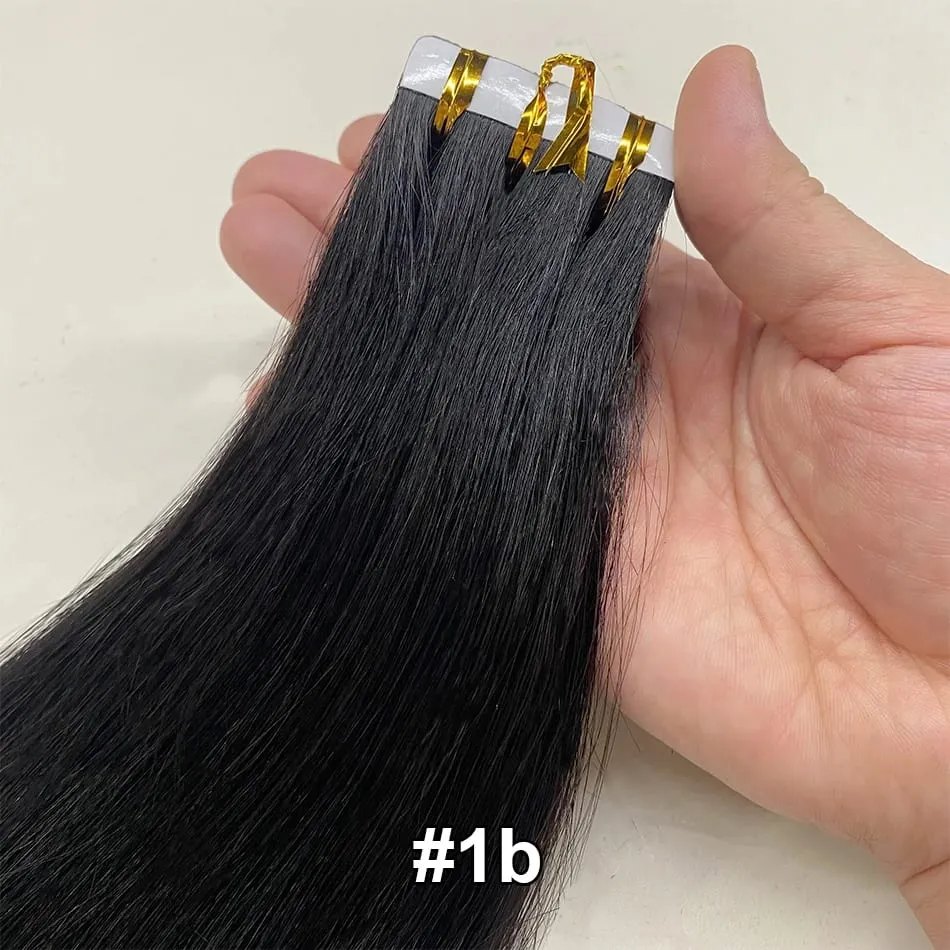 Luckinghair Wholesale 100% Virgin Double Drawn Straight Invisible Human Hair Tape in Extensions Wave Style