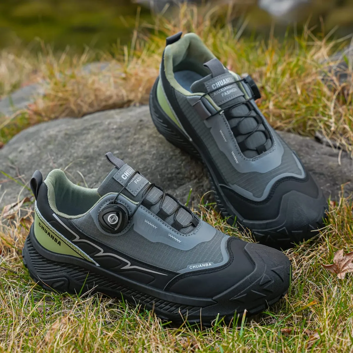 Men's Lightweight Casual Shoes Outdoor Running Shoes in Black Grey Khaki Sizes 39-48 PU Material with Canvas — image 2