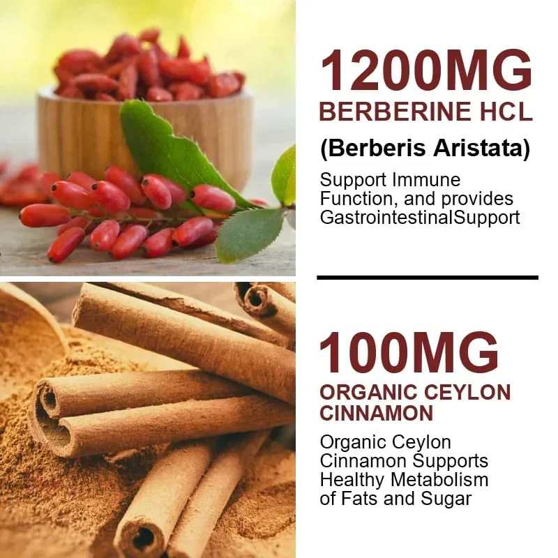 Berberine 1200mg Supplement Supports AMPK Activation Healthy Glucose Metabolism Immunity & Weight Control for Adults — image 5
