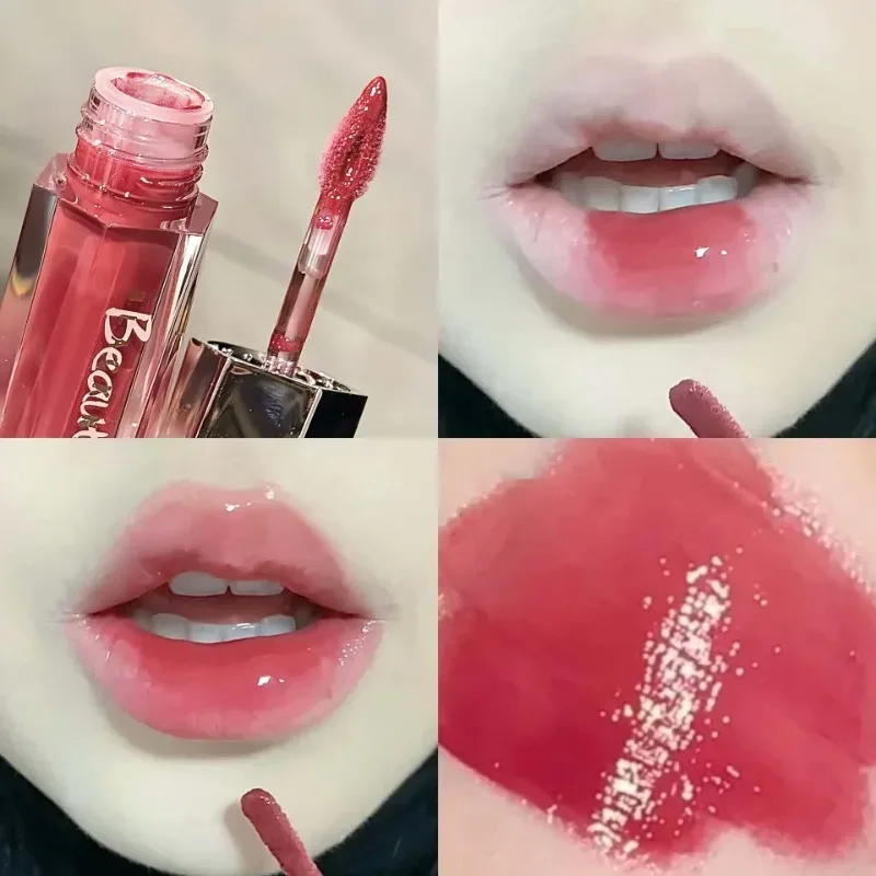 Glace Transparent marron brillant à lèvres hydratant brillant liquide rouge à lèvres nu eau lumière verre miroir lèvres glaçure maquillage longue durée