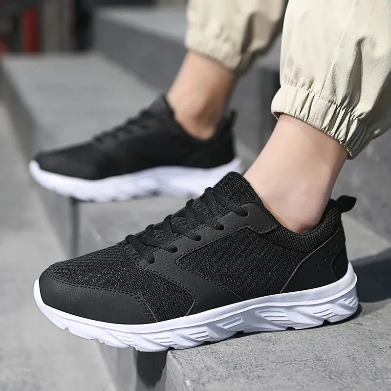 Men's Casual Sports Shoes Men's Shoes Black Mesh Breathable Running Shoes Men's Soft Bottom Light Flat Bottom Work Shoes — image 1