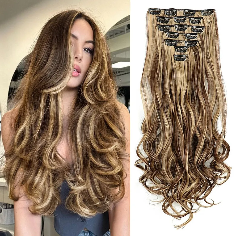 Synthetic Clip in Hair Extensions Purple hairpieces 7pcs/set 22inch Thick Hair for Women Girls Daily Party Cosplay — image 14