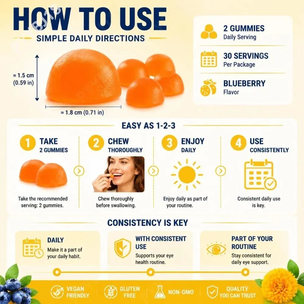 Lutein Eye Health Gummies 40mg with Zeaxanthin Vitamin A C & E Visual Support Blue Light Support & Eye Comfort Vegan 60 Count — image 5