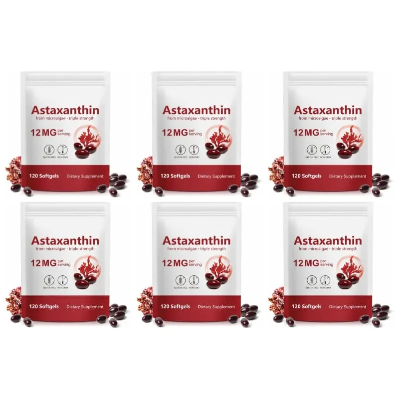 Astaxanthin softgels fra mikroalger fremmer kollagenproduktion Sojafri glutenfri ikke GMO Triple Strength 120 softgels — image 10