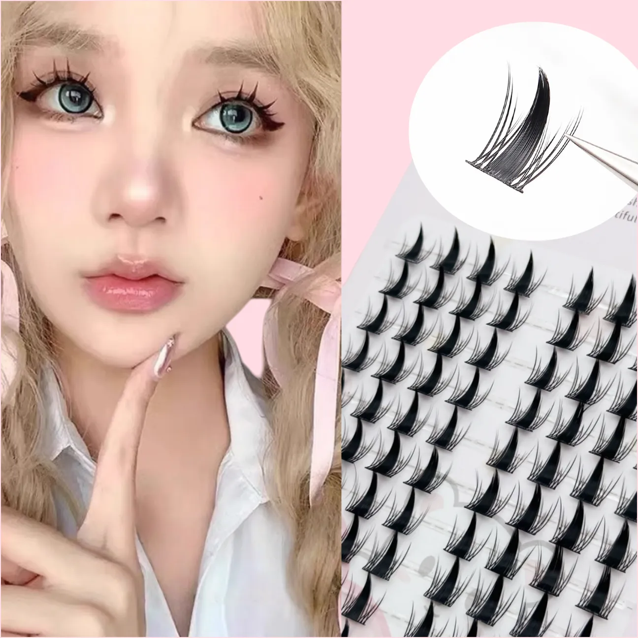 Doll & Cat Eye Style Cluster Eyelash Extensions Reusable Beginner-Friendly Large Capacity Natural Look