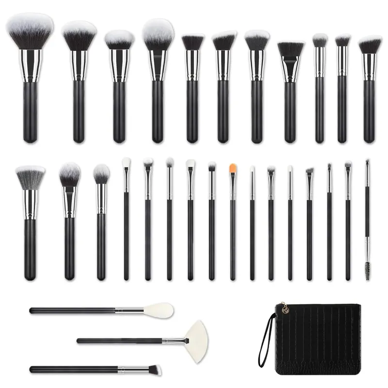40/30/25/22Pcs Professional Makeup Brush Set with Crocodile Storage Bag Blush Highlight Eyeshadow Brushes for Daily Stage Makeup