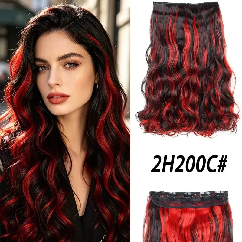 Synthetic 5 Clips in Hair Extensions Body wave Natural Hair Fake False Hair Piece Extentions For Women And Girl halloween wig — image 14