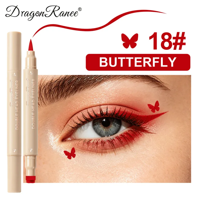 Colorful Liquid Stamp Eyeliner Red Star Heart Butterfly 2 in 1 Eye Liner Pencil Purple Pink Waterproof Eye Template Makeup Tool — image 20