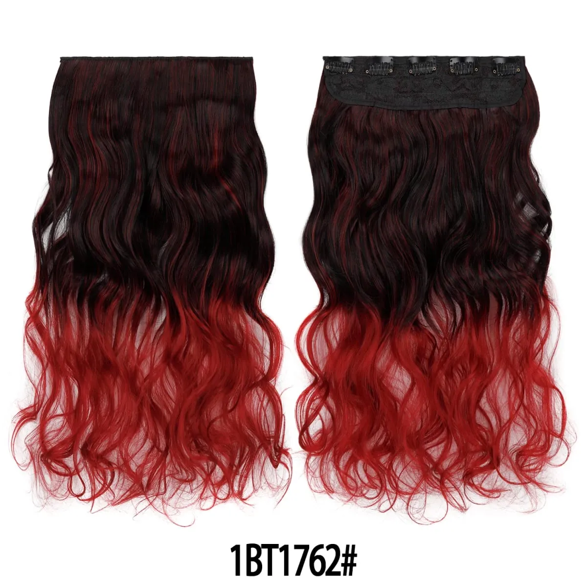 Jeedou Một Mảnh 5 Kẹp Lượn Sóng Ombre Kẹp Trong Tóc Dài Sóng Nước Tổng Hợp Xoăn Phần Lông Màu Cầu Vồng tóc