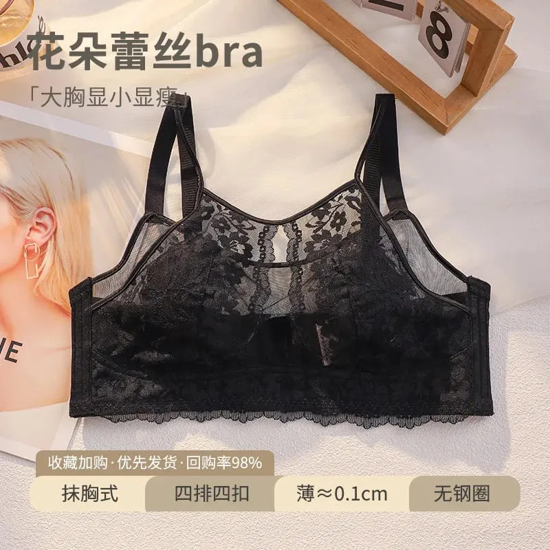 French Style Lace Strapless Bra Women Large Breast Minimizer Slimmer Sexy Beautiful Back Intimates Lingerie Size 34-44 M-XXXXL