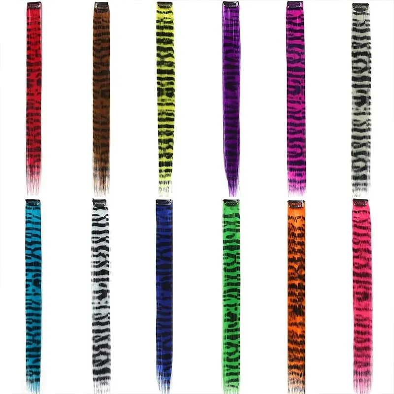 Wig Colored Synthetic Hair Extensions One Card Invisible and Traceless Leopard Print Hanging Ear Dye Long Straight Hair Extensio — image 6