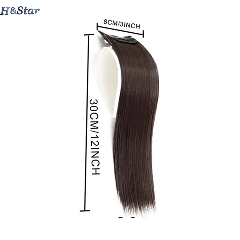 30 cm synthetisches, kurzes, gerades Pad, unsichtbare Haarverlängerung, Futter der Haaroberseite, Seitenabdeckung, Haarteil für Frauen
