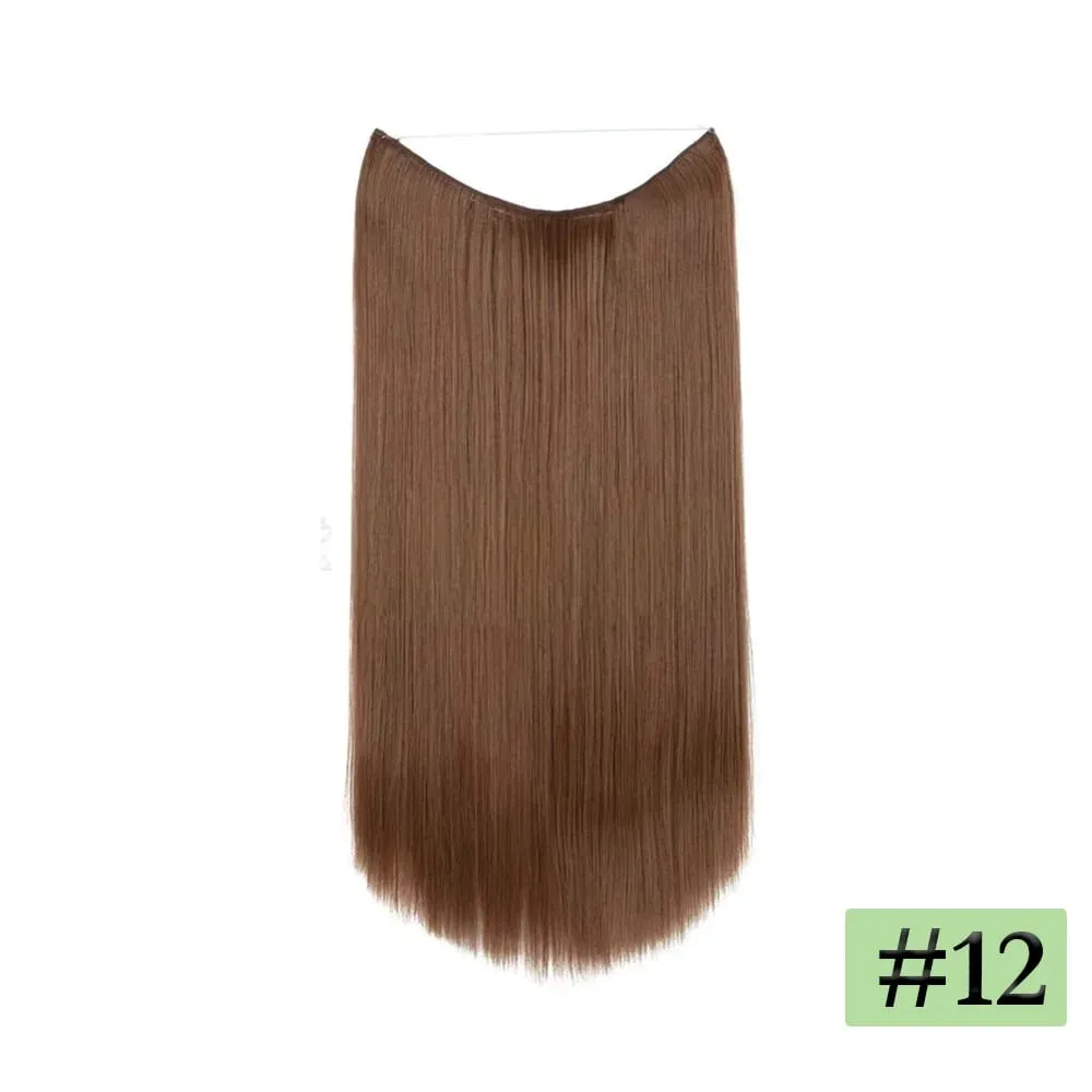 22" Long Straight Invisible Halo Hair Extensions 120g/pc 27-613 Blonde Synthetic Fish Hair Pieces Ombre Brown Wire Clip In Hair — image 13