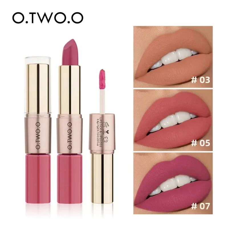 O.TWO.O 2 in 1 Matte Lipstick Lip Gloss Cosmetics Waterproof Pintalabios Batom Mate Lips Makeup Rouge 12 Colors Lip Stick — image 5