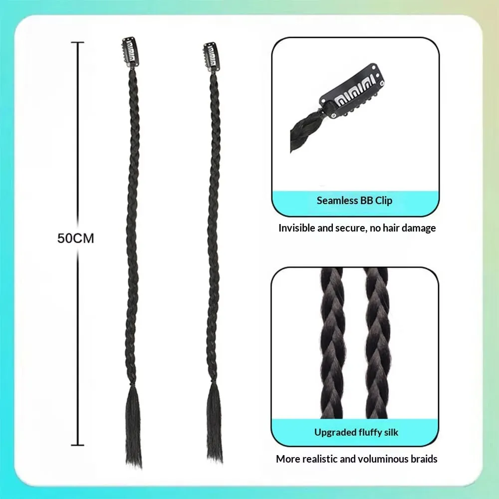 1Pcs Synthetic Braid Wig with Strong BB Clips Lightweight Box Braid Ponytail Hair Pieces for Women Fashion Accessory