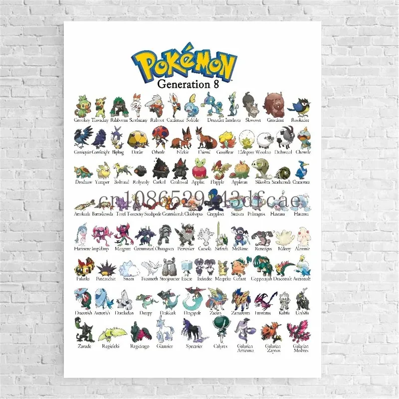 Affiche de Pokemon périphérique de dessin animé japonais, décor mural Pikachu Charizard, peinture sur toile aquarelle, décor de pièce moderne, photo