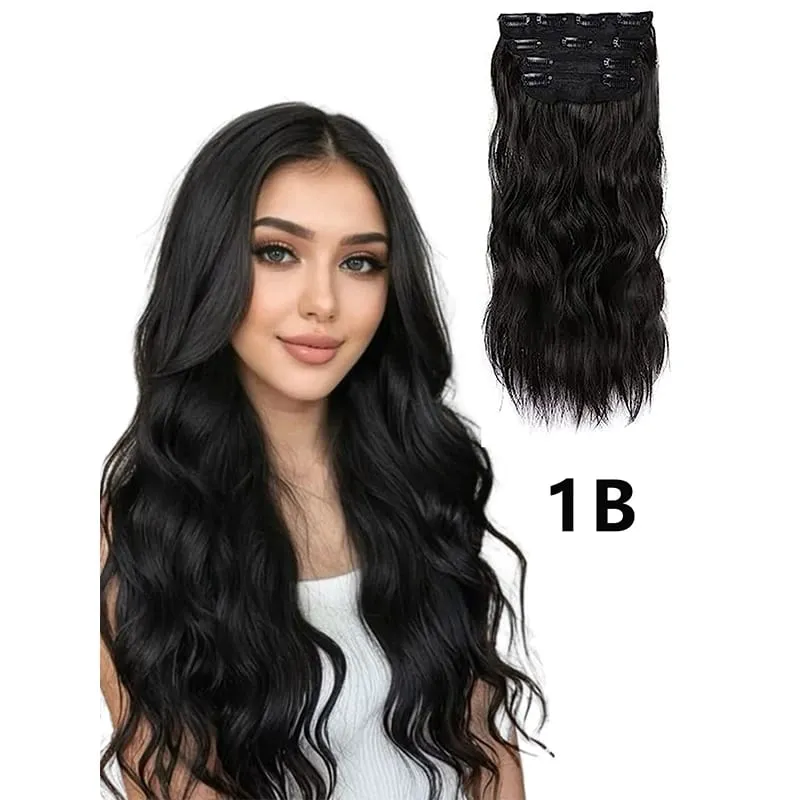 Long Wavy Synthetic Hair Extension 4pcs Clip In Hair Extensions Clip In 20 Inches Synthetic Soft And Natural Thick Hair Pieces