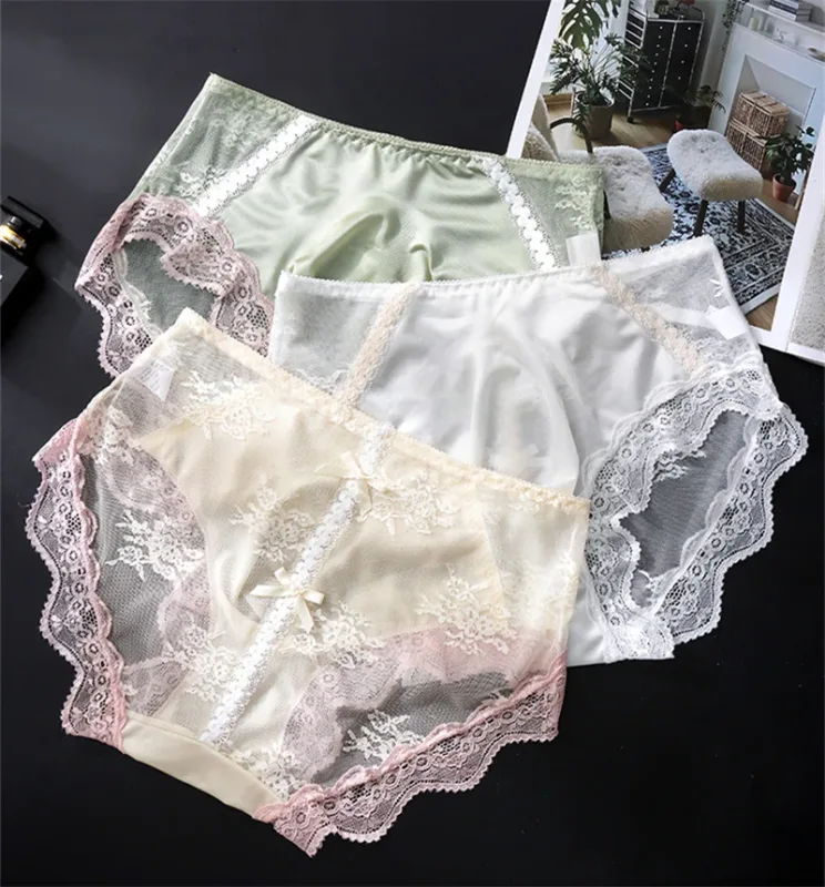 adults 18 plus size men's underwear Ice silk cuecas masculino 3D convex bag cueca color blocked lace mesh calzoncillos hombre