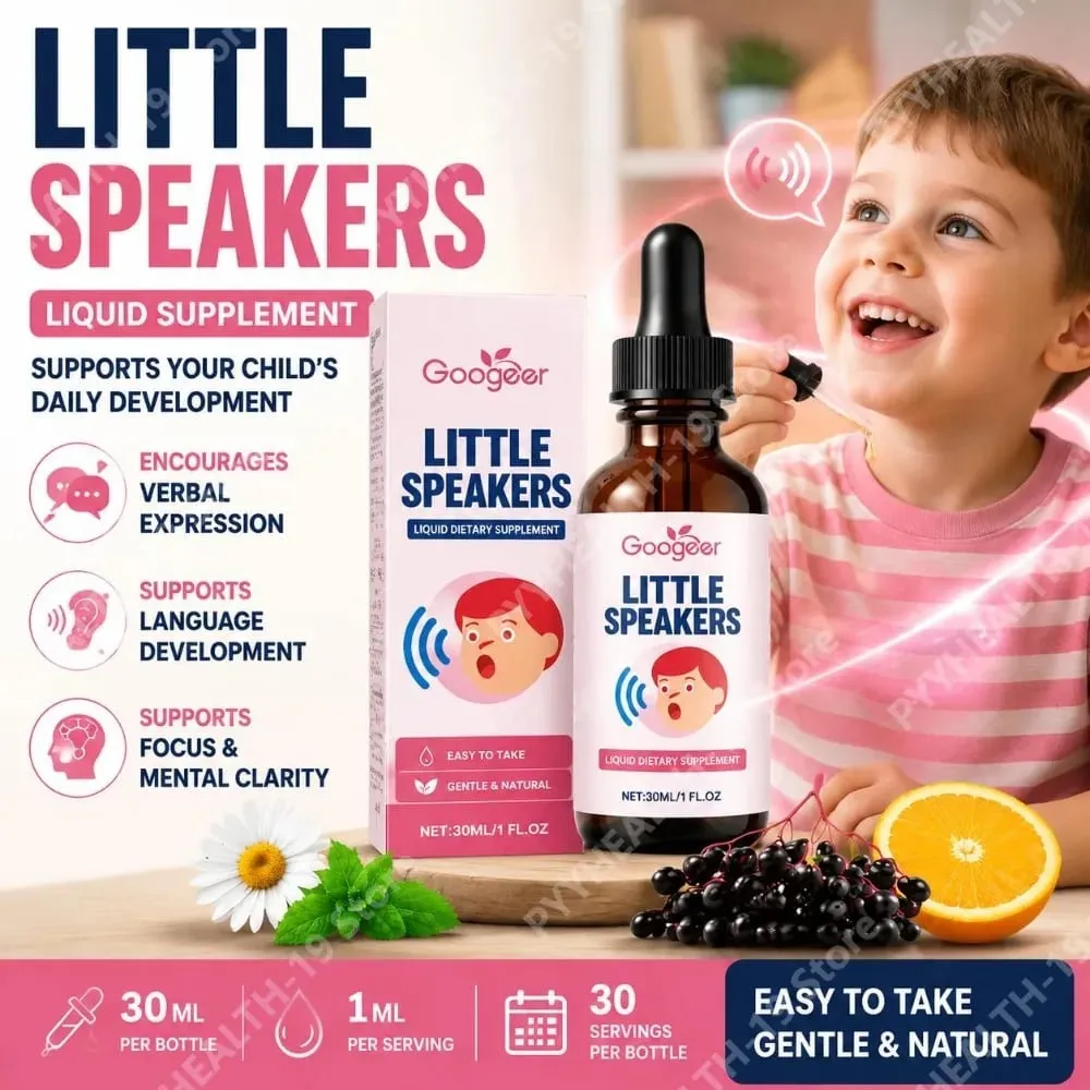 Googeer Little Speakers Flüssiges Nahrungsergänzungsmittel mit Vitamin B12, D3 und Zeolith für den verbalen Ausdruck, die Sprache und den Fokus, unterstützt Kinder, 30 ml