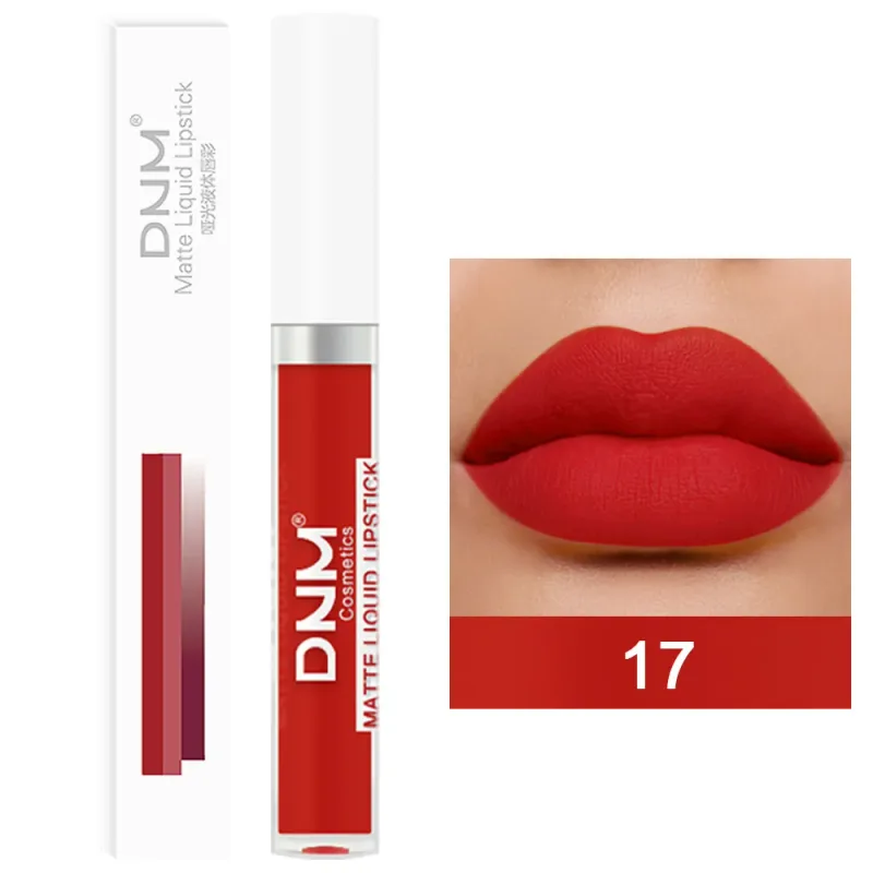DNM 19 Färg Matt sammet flytande läppstift Vattenfast Håller Ej lätt att bleka Lipgloss Makeup Lila Röd Nude Lip Tint Kosmetika