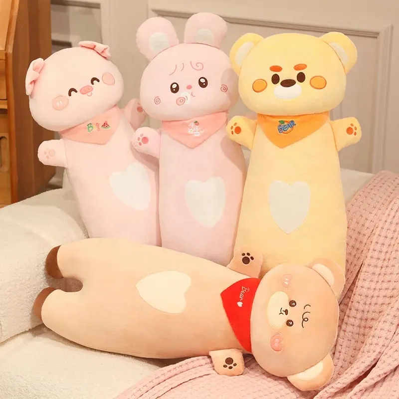 Aninimal Plush Pillow 60/80cm Rabbit Pig Bear Stuffed Cushion Kawaii Home Decor Toys Accompany Sleep Toy Birthday Surprise Gift — image 5