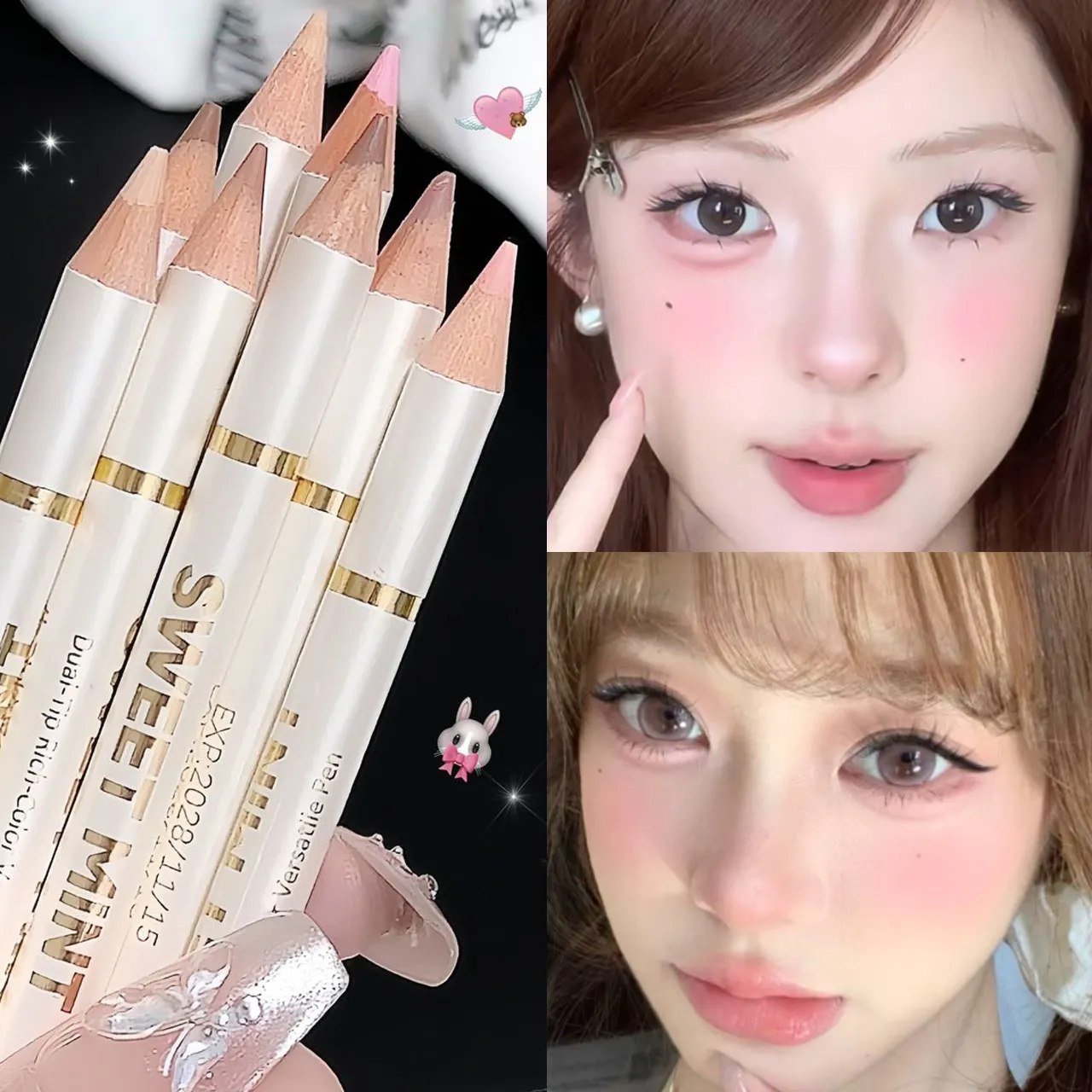 Matita per bachi da seta sdraiata Aegyo Sal a doppia estremità Illumina l'ombra naturale rosa nuda sotto gli occhi Evidenzia il trucco Matita per occhi beige opaca — image 3