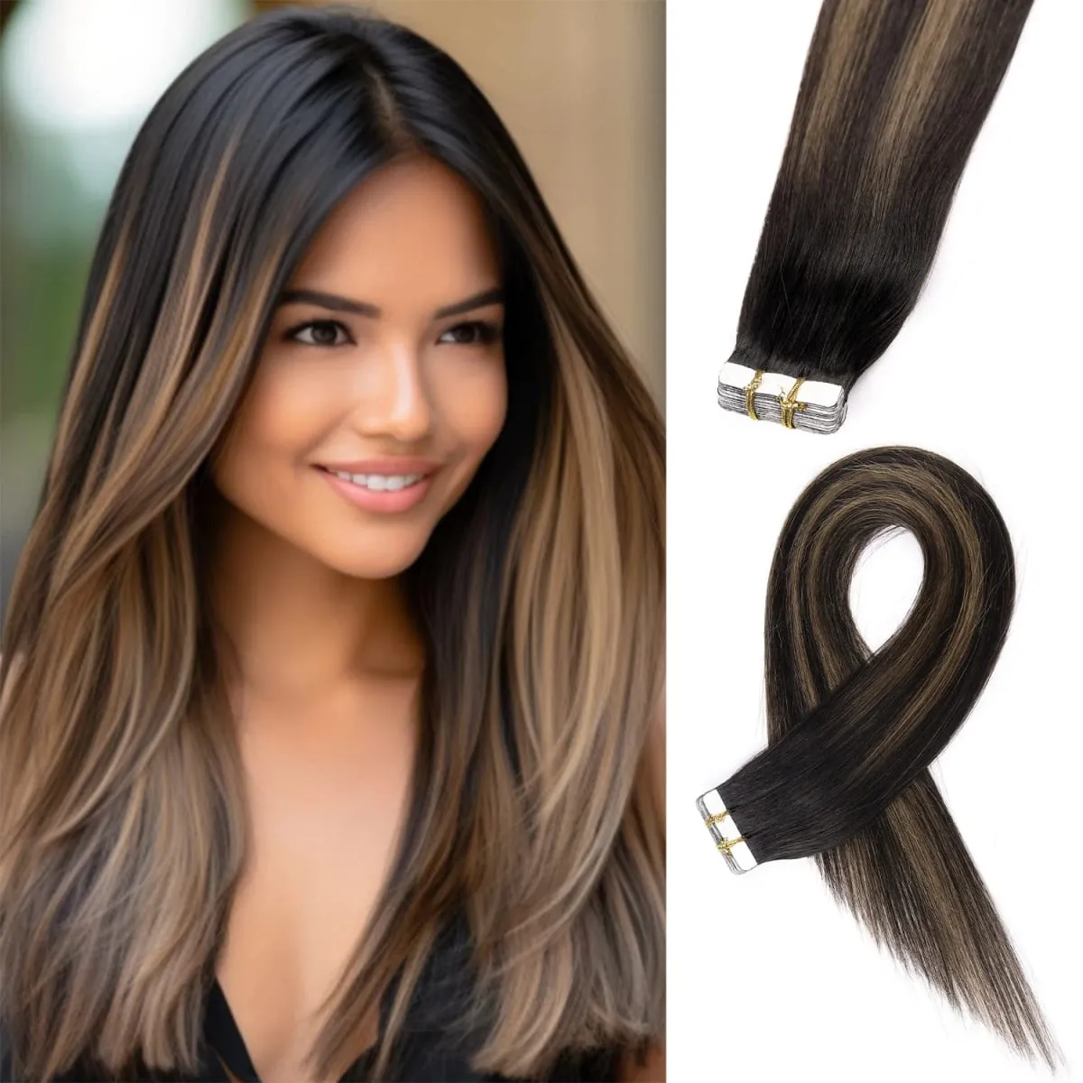 20 Pcs Real Human Hair Tape ins Extensions Straight Double Side Tape in Hair Extensions Highlight Tape in Remy Hair Extensions