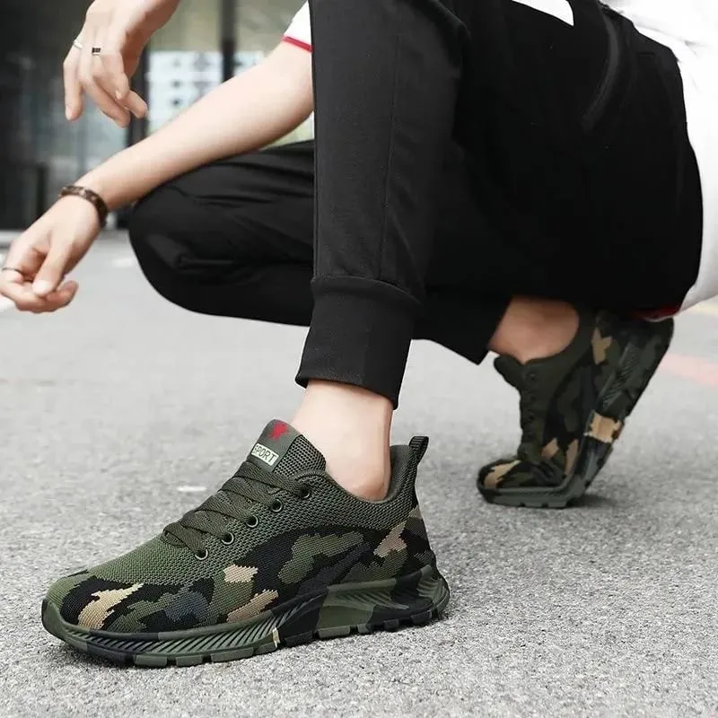 Mesh Camouflage Sports Shoes Men's Durable Casual Shoes Men's Anti Slip Tennis Outdoor Hiking Lightweight Flat Shoes Sneakers — image 4