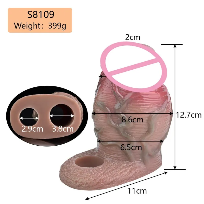 7.2in Realistic Penis Sleeve Reusable Penis Sleeve with Cock Ring Silicone Penis Enlarger Sleeve Male Adult Sex Toy for Men — image 32
