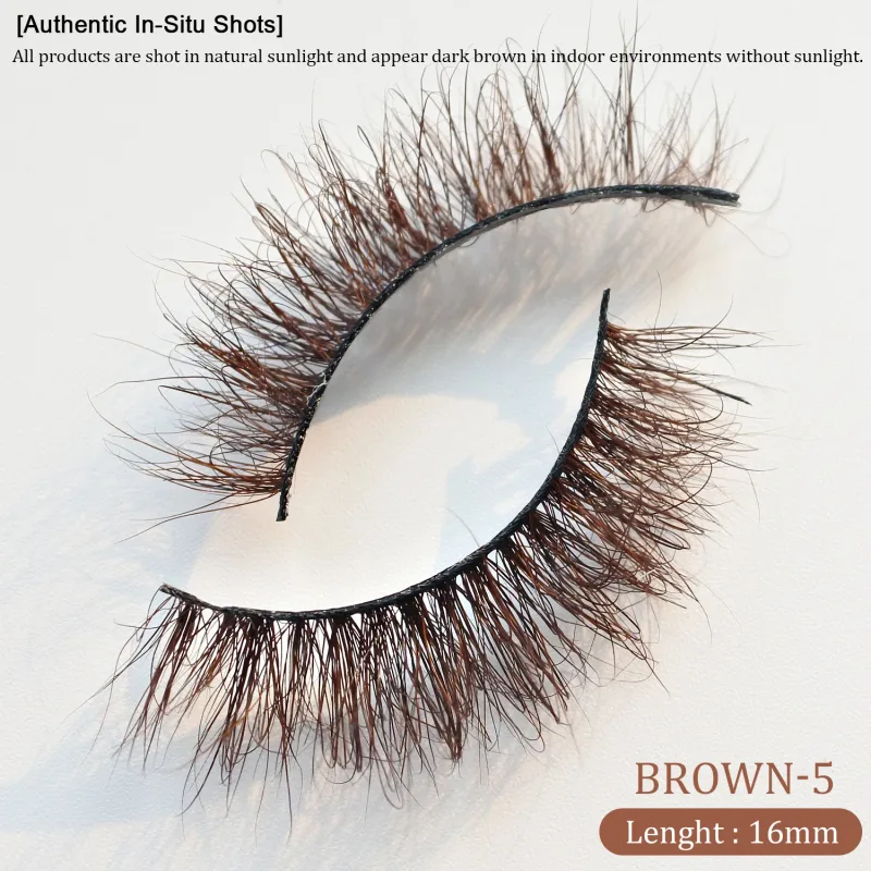 `Dark Brown 3D Mink False Eyelashes Fluffy Wispy Volume Strip Lashes Soft Handmade Brown Mink Lashes Natural Makeup Eye Beauty T — image 13
