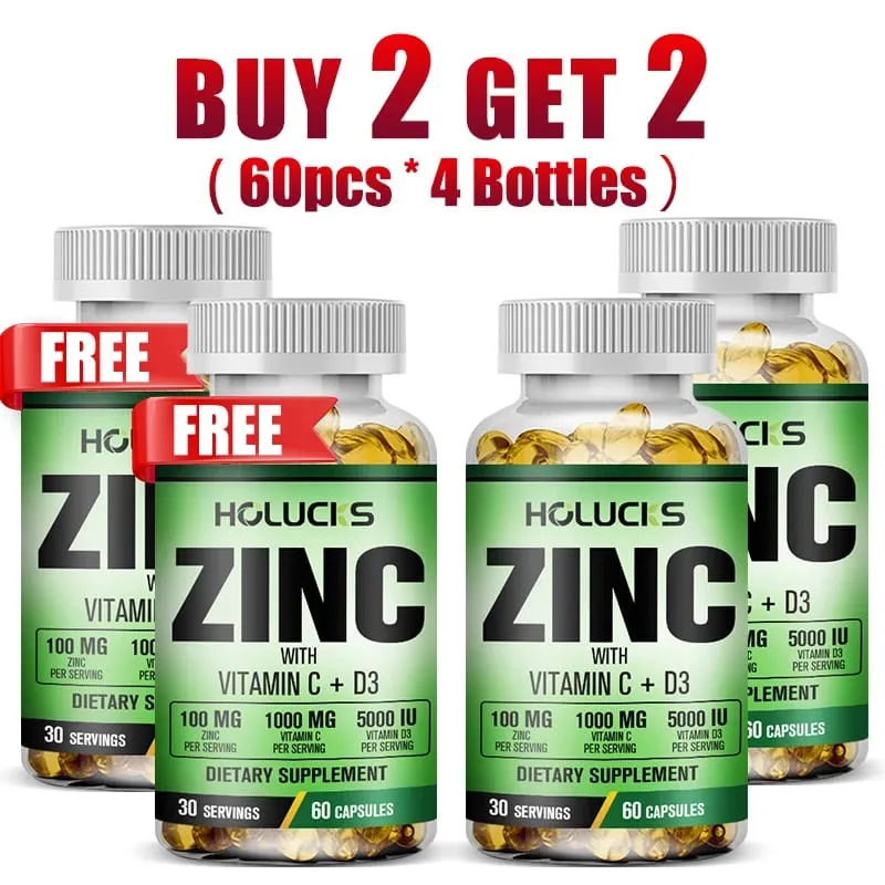 Buy 2 Get 2 Free! Zinc Capsules Support Strong Immunity & Overall Vitality Respiratory Health & Strong Bones Antioxidant