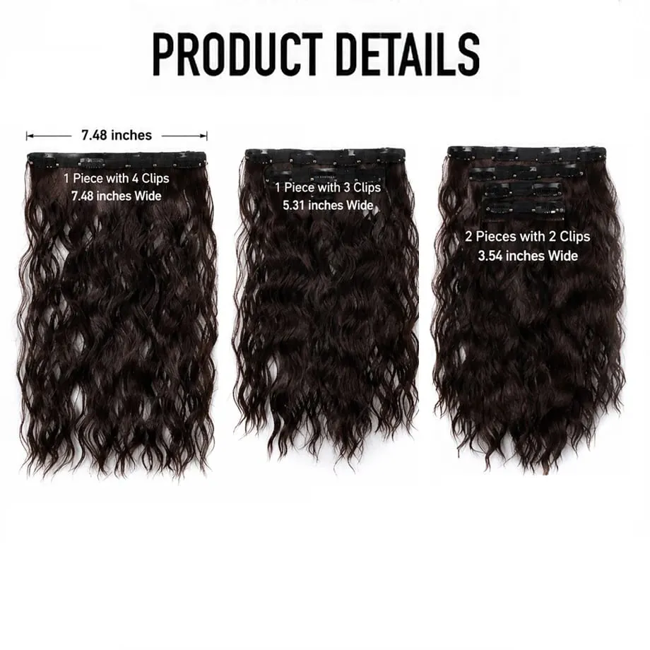 4Pcs Curly Clip in Hair Extension Synthetic Hair Mixed Color Silky Soft Natural Look Invisible Lace Weft Hairpieces for Women — image 4