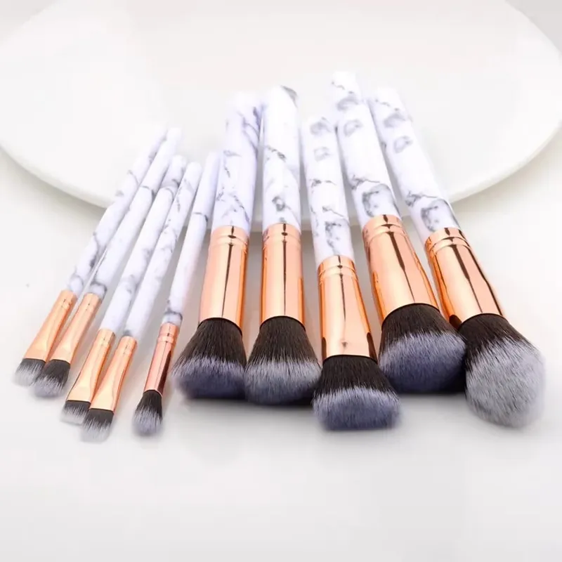 10pcs Pink Makeup Brush Set for Beginners Mini Portable Foundation Eyeshadow Brushes with Crystal Handle Includes Brush Pouch