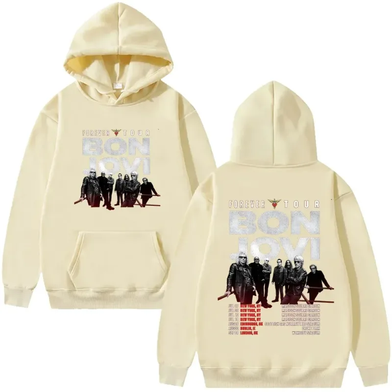 Bon Jovi Band Hoodies Bon Jovi Forever Tour Graphic Hoody Men Women Oversized Y2k Pullovers Fleece Warm Female Male Hoody Coats